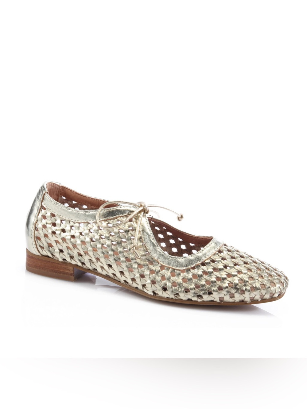 Woven Metallic Gold Women's Lace-Up Flat